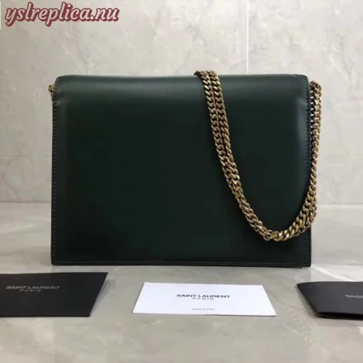 Replica YSL Fake Saint Laurent Dark Green Cassandra Monogram Clasp Bag 6