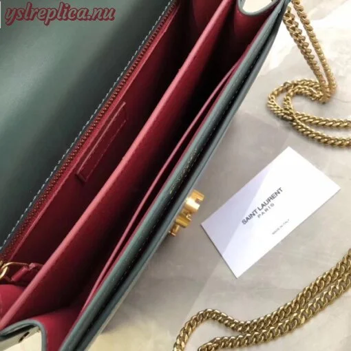 Replica YSL Fake Saint Laurent Dark Green Cassandra Monogram Clasp Bag 8