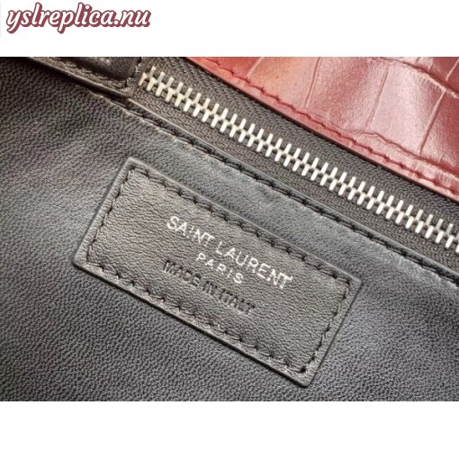 Replica YSL Fake Saint Laurent Cassandra Clasp Bag In Bordeaux Croc-Embossed Leather 5