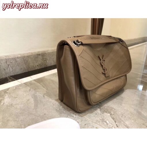 Replica YSL Fake Saint Laurent Medium Niki Bag In Taupe Crinkled Leather 2