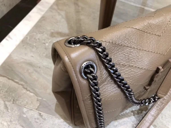 Replica YSL Fake Saint Laurent Medium Niki Bag In Taupe Crinkled Leather 3