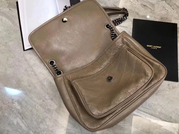 Replica YSL Fake Saint Laurent Medium Niki Bag In Taupe Crinkled Leather 5