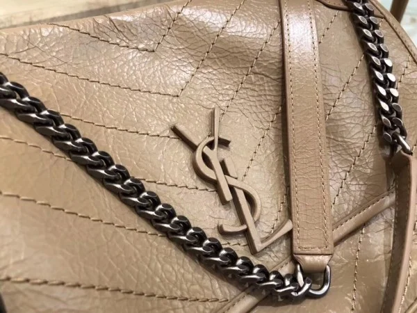 Replica YSL Fake Saint Laurent Medium Niki Bag In Taupe Crinkled Leather 8