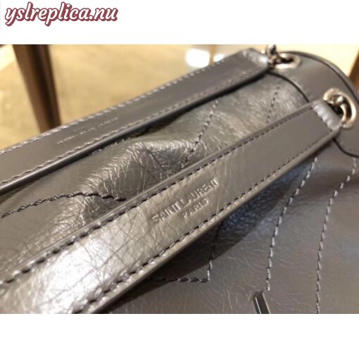 Replica YSL Fake Saint Laurent Medium Niki Bag In Storm Gray Crinkled Leather 3