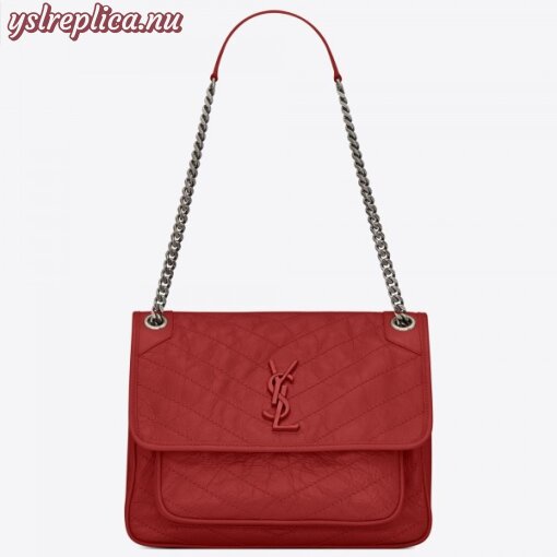 Replica YSL Fake Saint Laurent Medium Niki Bag In Red Crinkled Leather 3