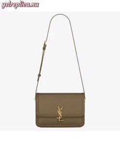 Replica YSL Fake Saint Laurent Solferino Medium Bag In Khaki Calfskin