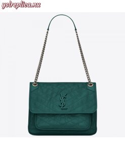Replica YSL Fake Saint Laurent Medium Niki Bag In Turquoise Vintage Leather