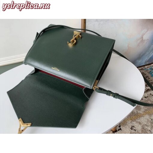 Replica YSL Fake Saint Laurent Cassandra Medium Bag In Dark Green Grained Leather 4