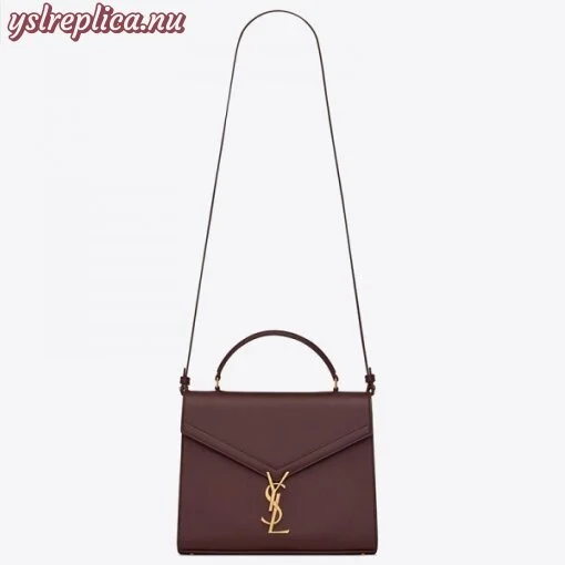 Replica YSL Fake Saint Laurent Cassandra Medium Bag In Bordeaux Grained Leather