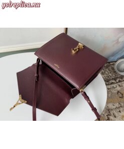 Replica YSL Fake Saint Laurent Cassandra Medium Bag In Bordeaux Grained Leather 2