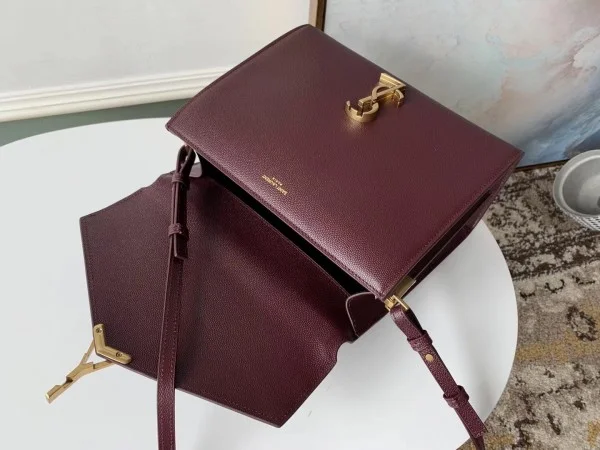 Replica YSL Fake Saint Laurent Cassandra Medium Bag In Bordeaux Grained Leather 2