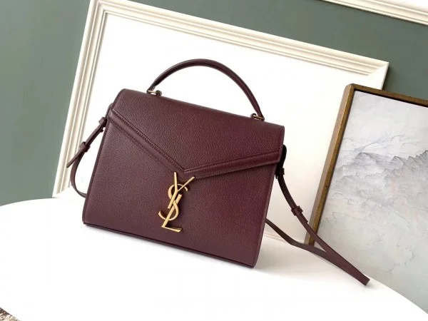 Replica YSL Fake Saint Laurent Cassandra Medium Bag In Bordeaux Grained Leather 4