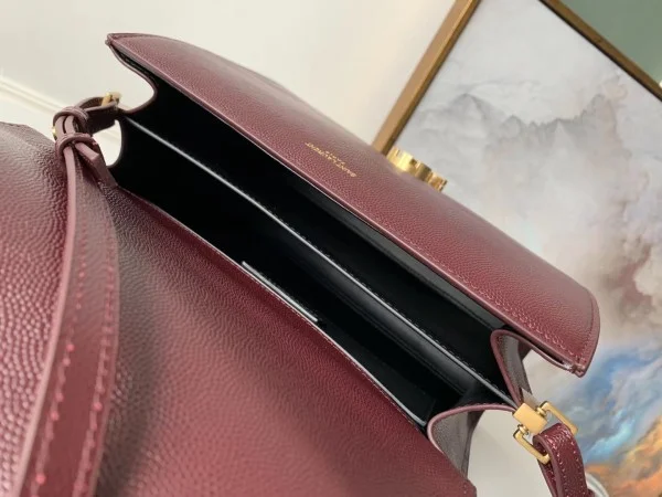 Replica YSL Fake Saint Laurent Cassandra Medium Bag In Bordeaux Grained Leather 5