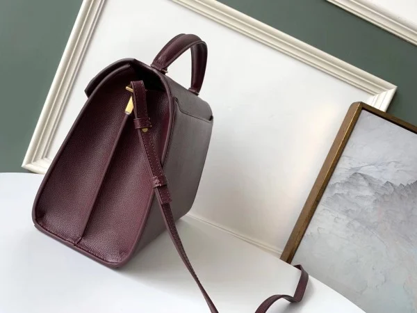 Replica YSL Fake Saint Laurent Cassandra Medium Bag In Bordeaux Grained Leather 6