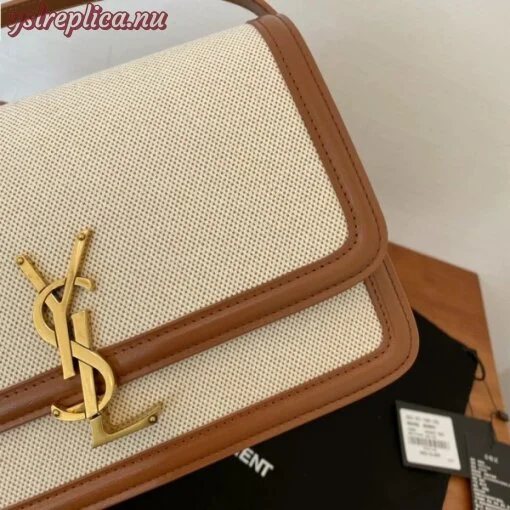 Replica YSL Fake Saint Laurent Solferino Medium Bag In Canvas with Calfskin 9