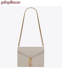 Replica YSL Fake Saint Laurent Cassandra Clasp Bag In Blanc Grained Leather