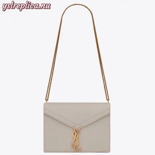 Replica YSL Fake Saint Laurent Cassandra Clasp Bag In Blanc Grained Leather