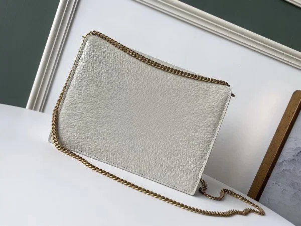 Replica YSL Fake Saint Laurent Cassandra Clasp Bag In Blanc Grained Leather 5