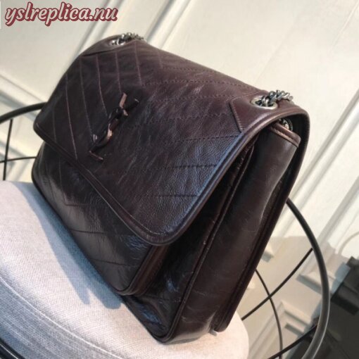 Replica YSL Fake Saint Laurent Large Niki Chain Bag In Bordeaux Crinkled Leather 5