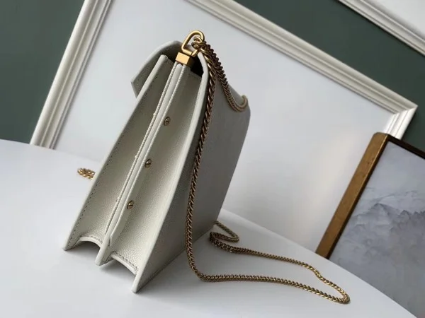 Replica YSL Fake Saint Laurent Cassandra Clasp Bag In Blanc Grained Leather 7