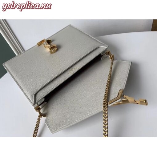 Replica YSL Fake Saint Laurent Cassandra Clasp Bag In Blanc Grained Leather 8