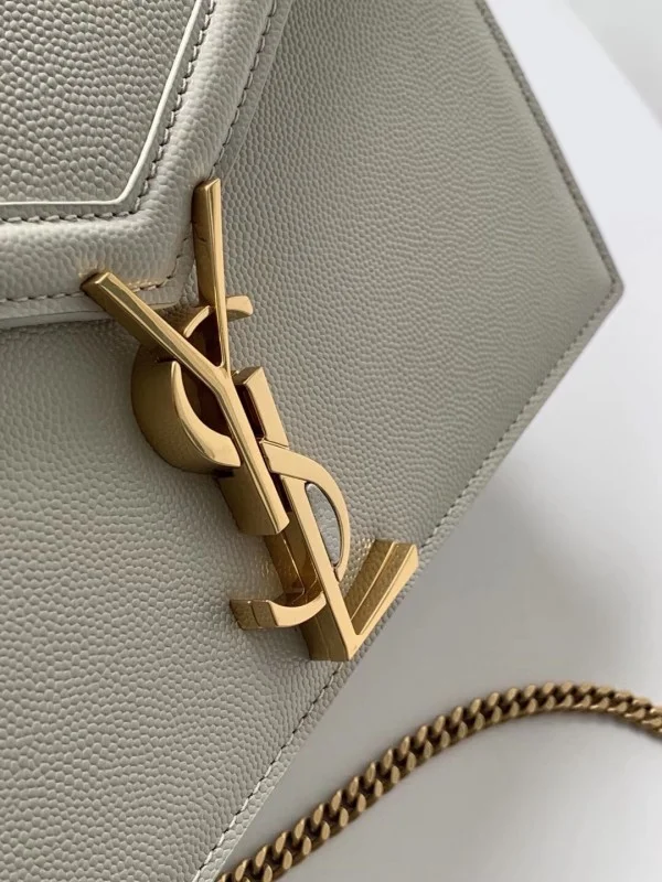 Replica YSL Fake Saint Laurent Cassandra Clasp Bag In Blanc Grained Leather 10