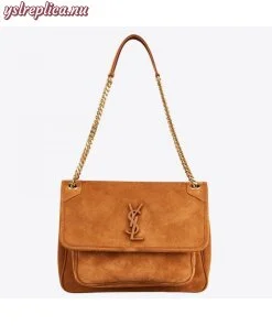 Replica YSL Fake Saint Laurent Medium Niki Bag In Brown Suede