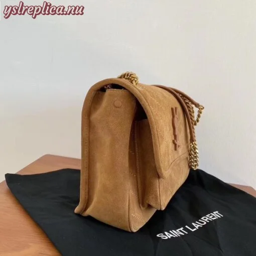 Replica YSL Fake Saint Laurent Medium Niki Bag In Brown Suede 2