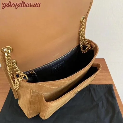 Replica YSL Fake Saint Laurent Medium Niki Bag In Brown Suede 9