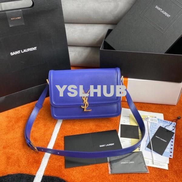 Replica YSL Fake Saint Laurent Solferino Medium Bag In Blue Box Calfskin