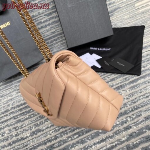 Replica YSL Fake Saint Laurent Loulou Small Bag In Dark Beige Leather 4