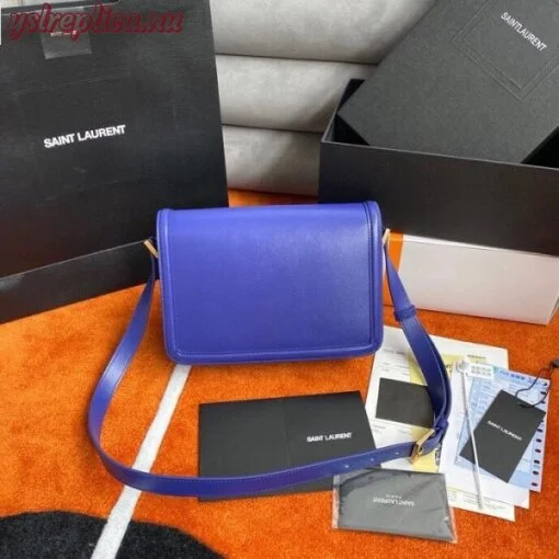 Replica YSL Fake Saint Laurent Solferino Medium Bag In Blue Box Calfskin 9