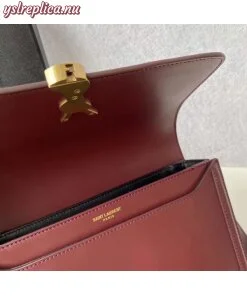 Replica YSL Fake Saint Laurent Solferino Medium Bag In Bordeaux Calfskin 2