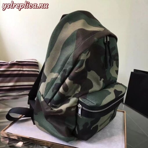 Replica YSL Fake Saint Laurent City Backpack In Gabardine Camouflage 4