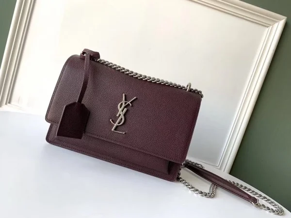 Replica YSL Fake Saint Laurent Sunset Medium Bag In Bordeaux Grained Leather 2