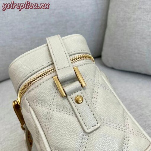 Replica YSL Fake Saint Laurent 80’s Vanity Bag In White Quilted Grained Leather 6