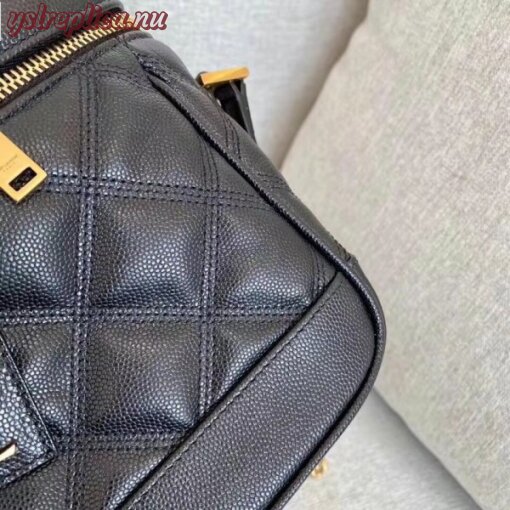 Replica YSL Fake Saint Laurent 80’s Vanity Bag In Black Quilted Grained Leather 8