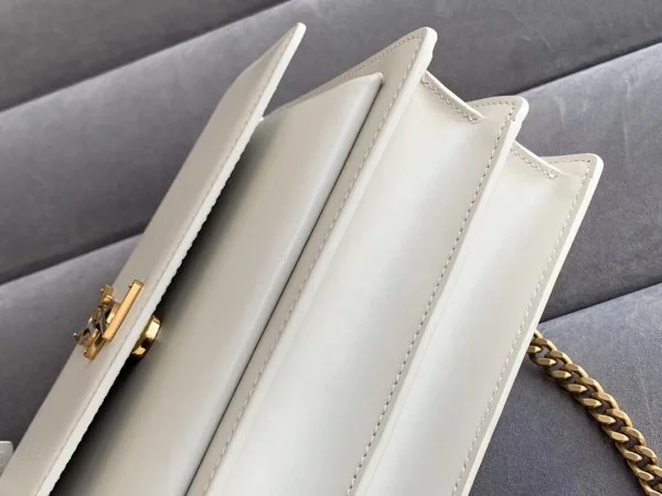 Replica YSL Fake Saint Laurent Sunset Medium Bag In White Calfskin 5