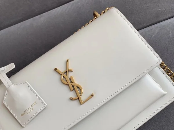 Replica YSL Fake Saint Laurent Sunset Medium Bag In White Calfskin 7