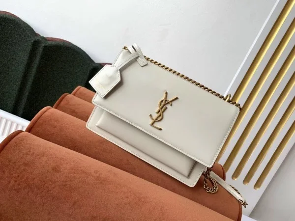 Replica YSL Fake Saint Laurent Sunset Medium Bag In White Calfskin 8