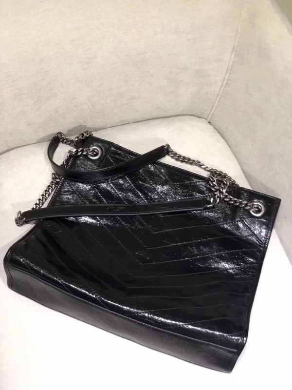 Replica YSL Fake Saint Laurent Medium Niki Shopping Bag In Black Leather 5