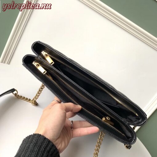 Replica YSL Fake Saint Laurent Tribeca Small Shopping Bag In Black Grained Leather 4