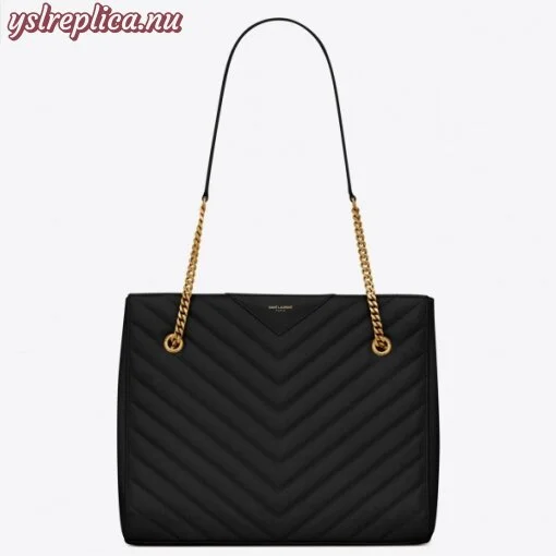 Replica YSL Fake Saint Laurent Tribeca Small Shopping Bag In Black Grained Leather 6