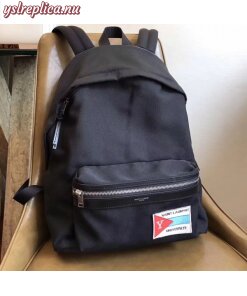 Replica YSL Fake Saint Laurent Black City Backpack With Pocket Patch