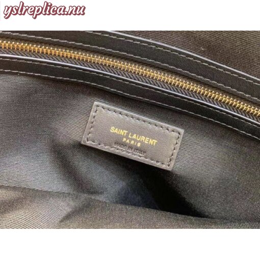 Replica YSL Fake Saint Laurent Tag Shopping Bag In Canvas And Black Leather 5