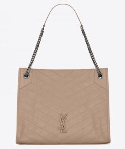 Replica YSL Fake Saint Laurent Medium Niki Shopping Bag In Sand Leather