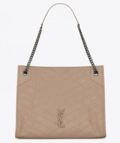 Replica YSL Fake Saint Laurent Medium Niki Shopping Bag In Sand Leather