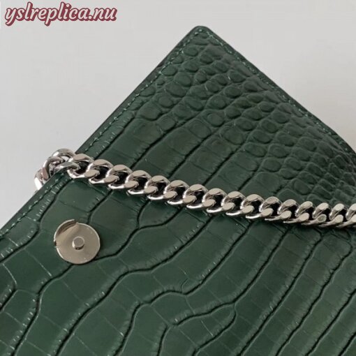 Replica YSL Fake Saint Laurent Sunset Medium Bag In Green Crocodile Embossed Leather 3
