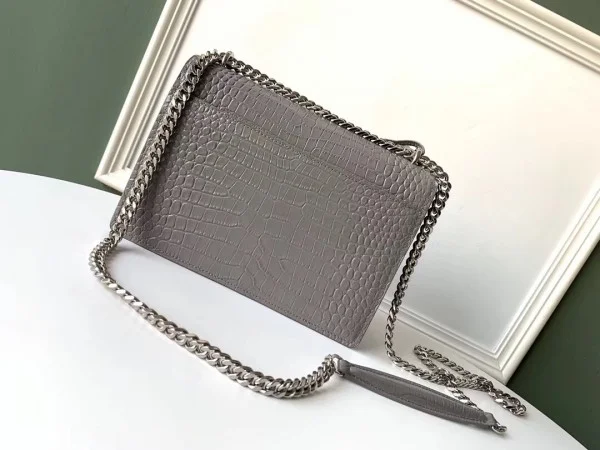 Replica YSL Fake Saint Laurent Sunset Medium Bag In Grey Crocodile Embossed Leather