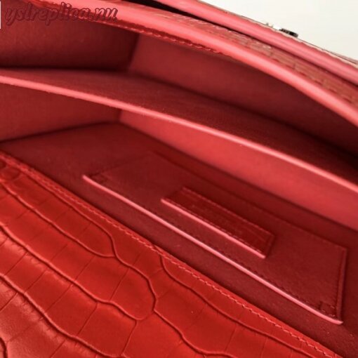 Replica YSL Fake Saint Laurent Sunset Medium Bag In Red Crocodile Embossed Leather 3